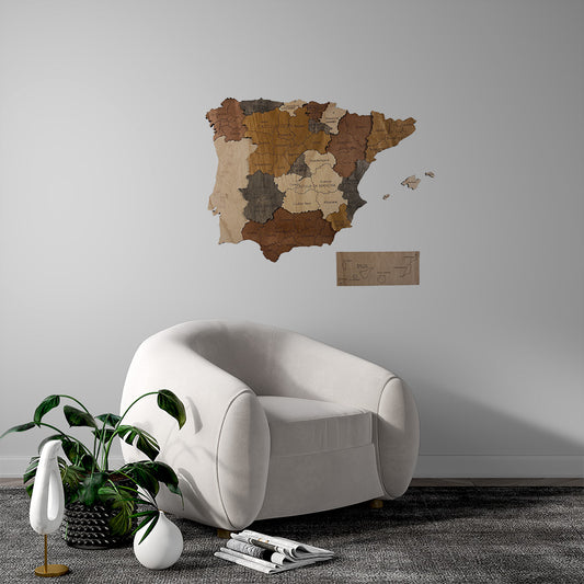 Mapa de España 3d en madera