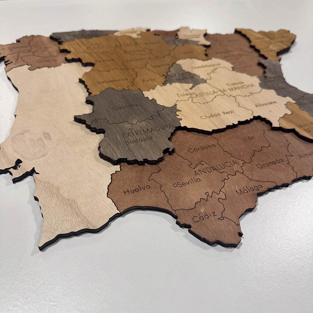 3d wooden Spain Map