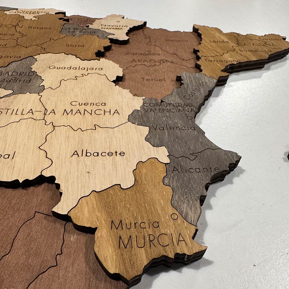 3d wooden Spain Map