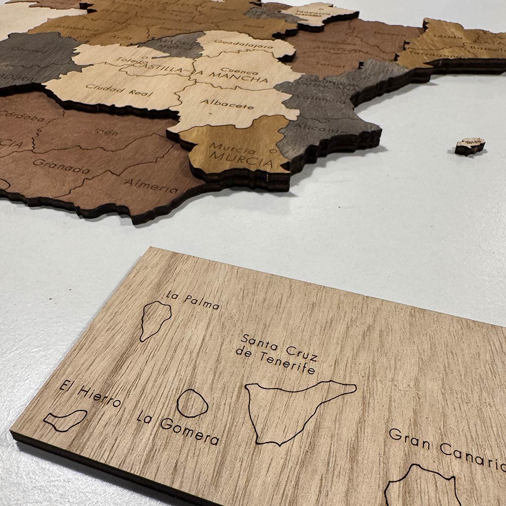 3d wooden Spain Map