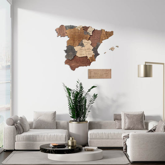 Mapa de España 3d en madera