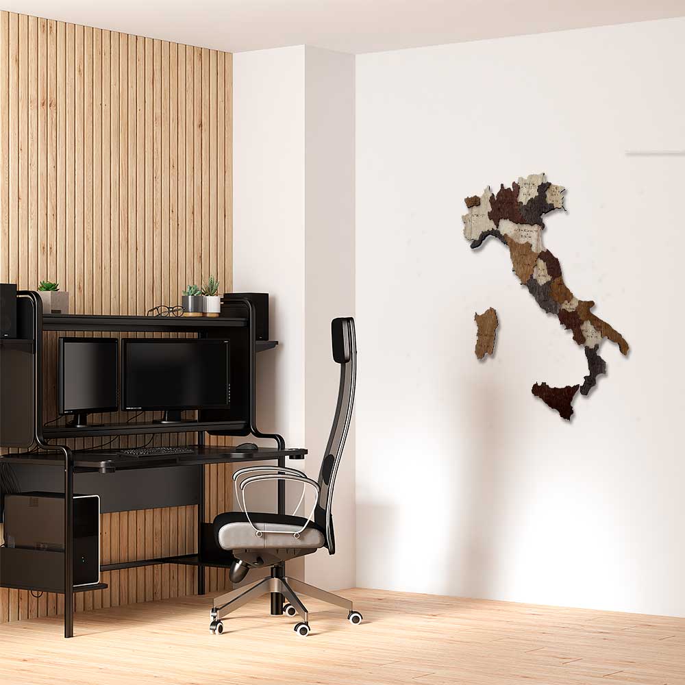 3d wooden Spain Map