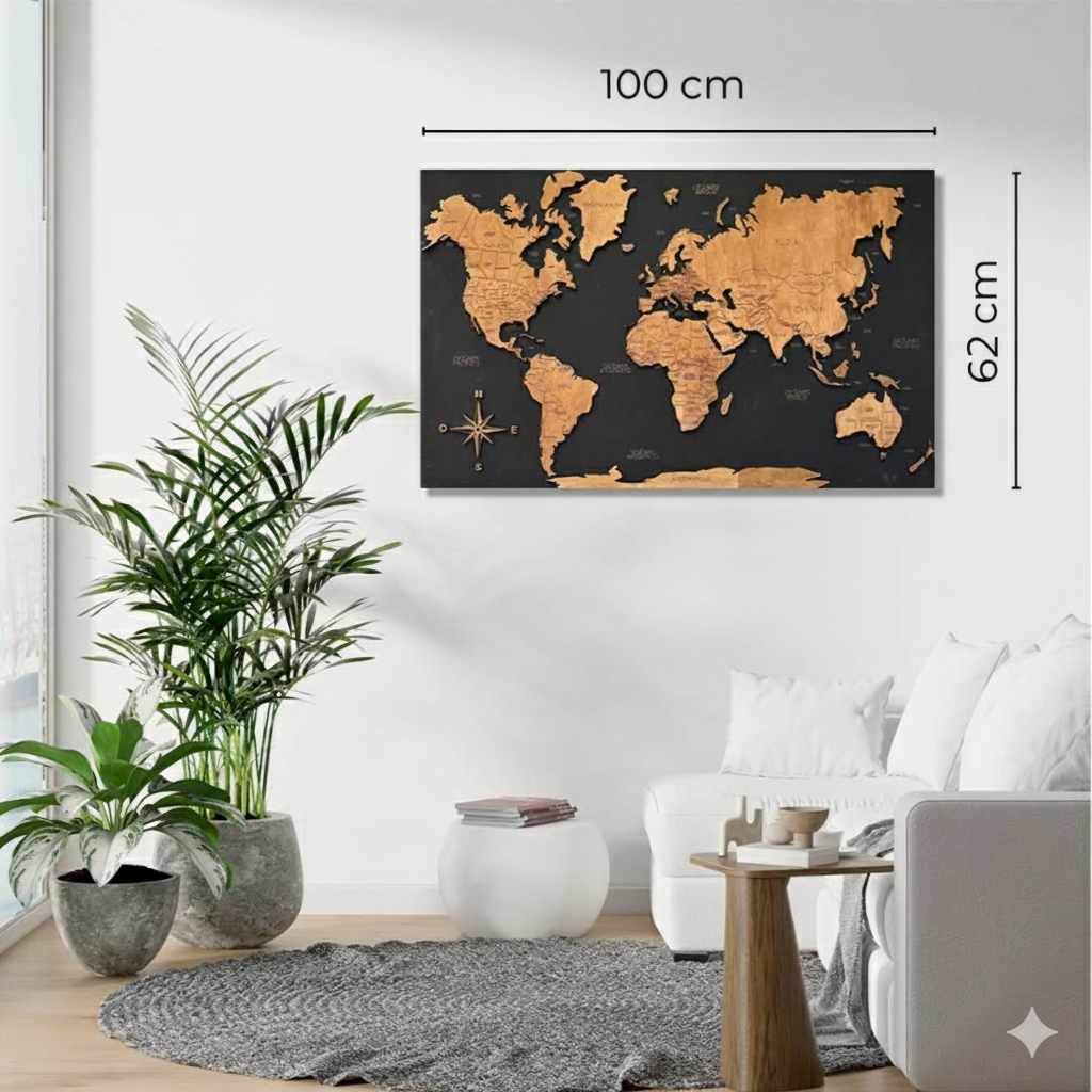 Panel Mapamundi ARENA de madera