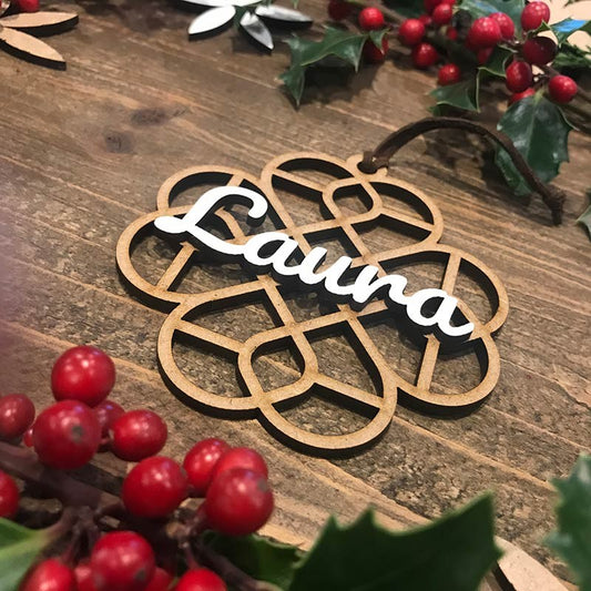 Adorno navidad de madera personalizado geométrico