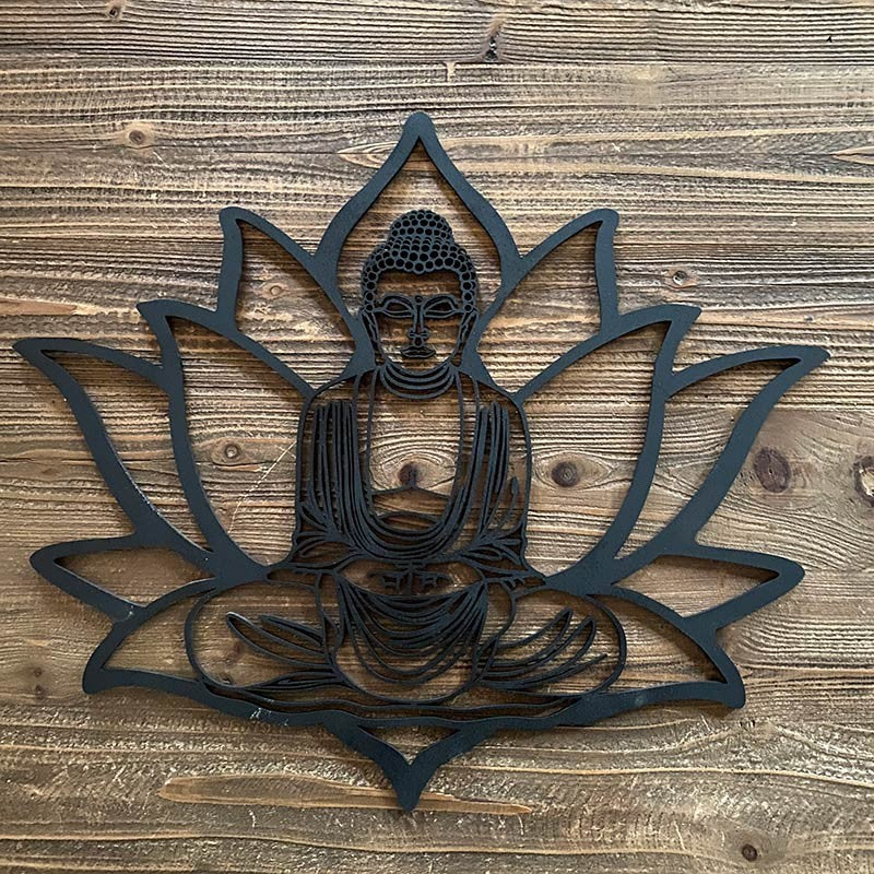 Buda y flor de loto de madera
