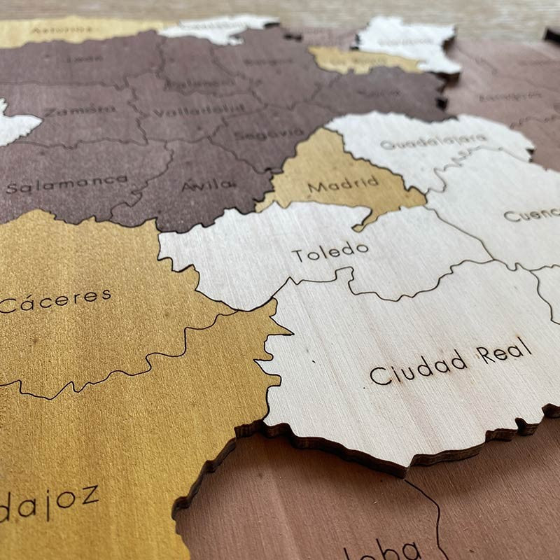 Mapa de España 3d en madera