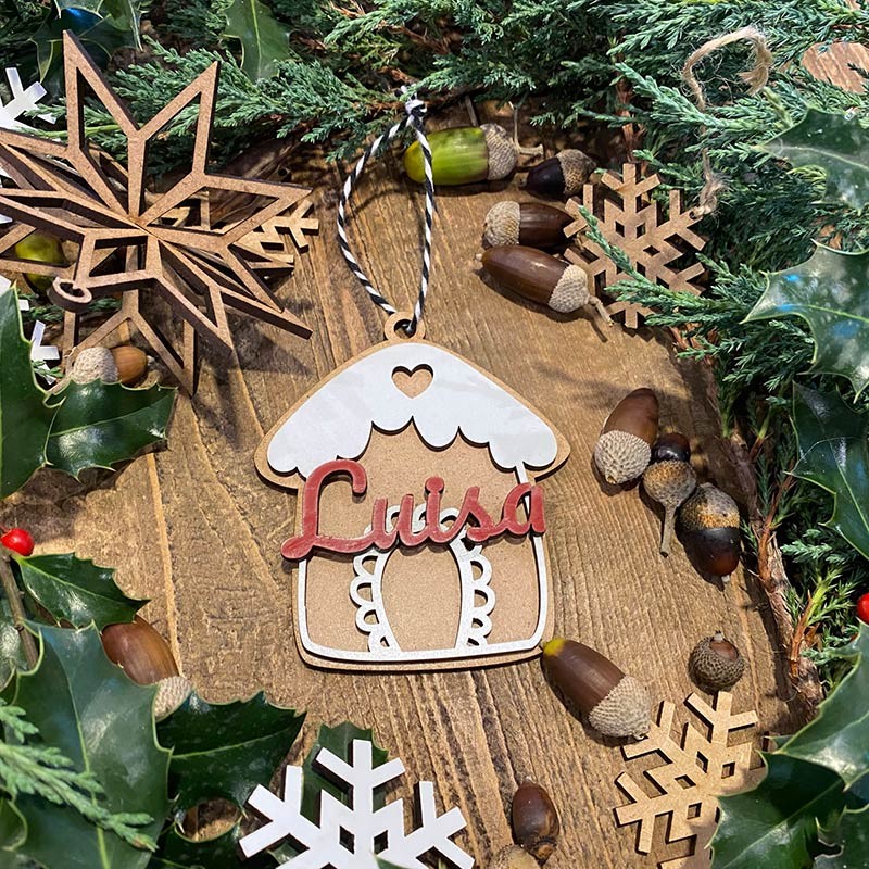 Adorno de navidad personalizado - galleta casita