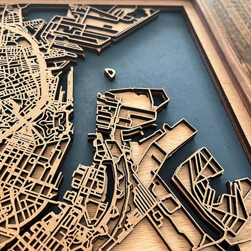 Mapa de Copenhague de madera