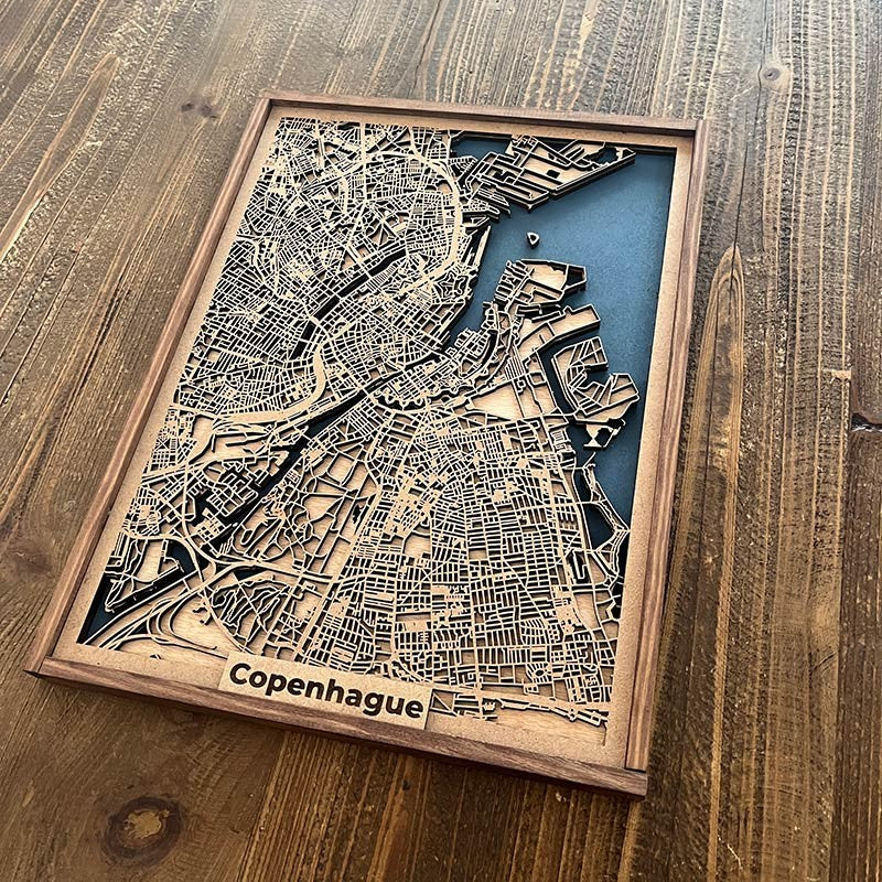 Mapa de Copenhague de madera