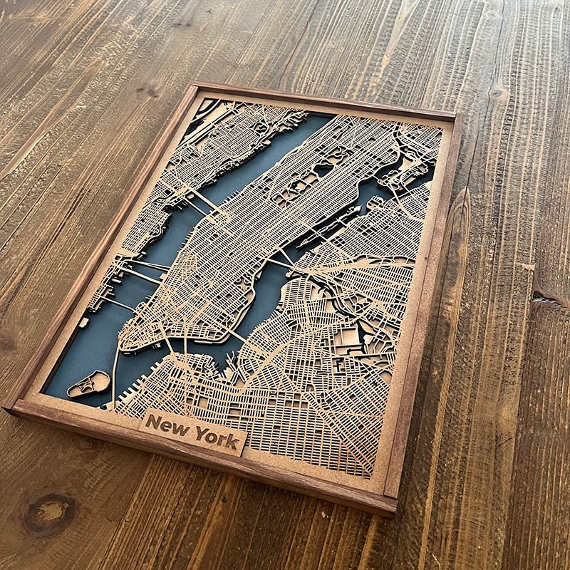 Mapa de Nueva York de madera