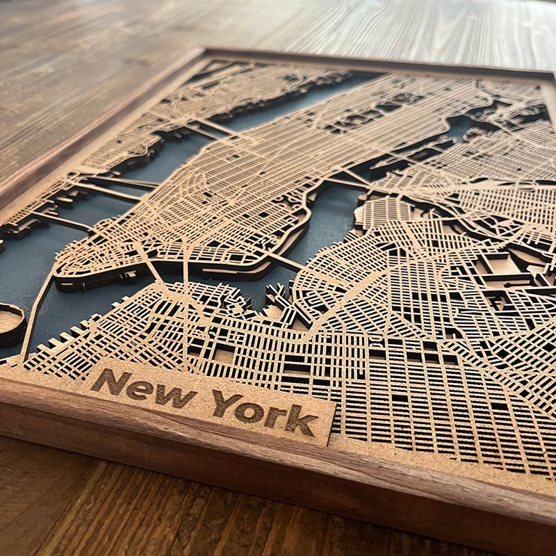 Mapa de Nueva York de madera