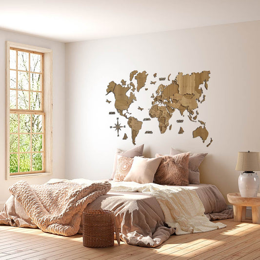 Mapamundi 3d decorativo para pared ARENA de madera