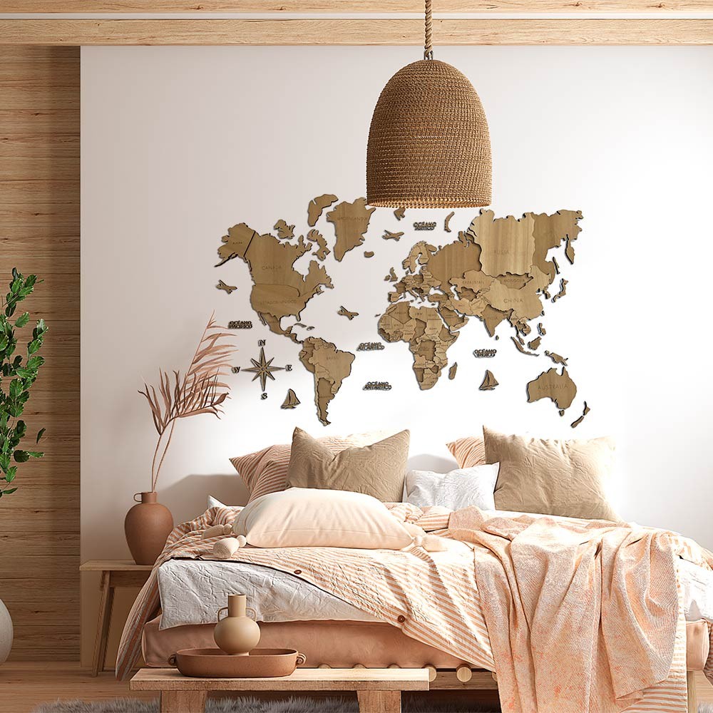 Mapamundi 3d decorativo para pared ARENA de madera