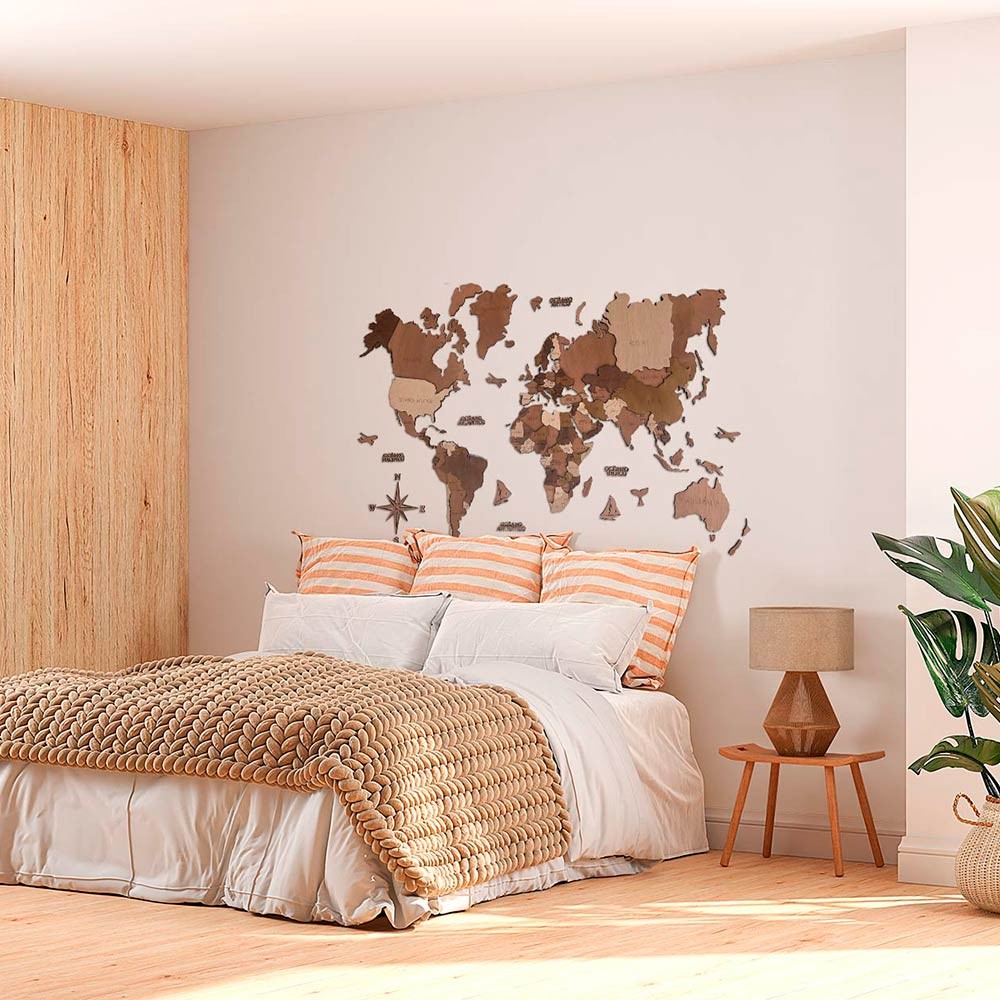 Mapamundi 3d decorativo para pared en VARIOS TONOS 2 de madera