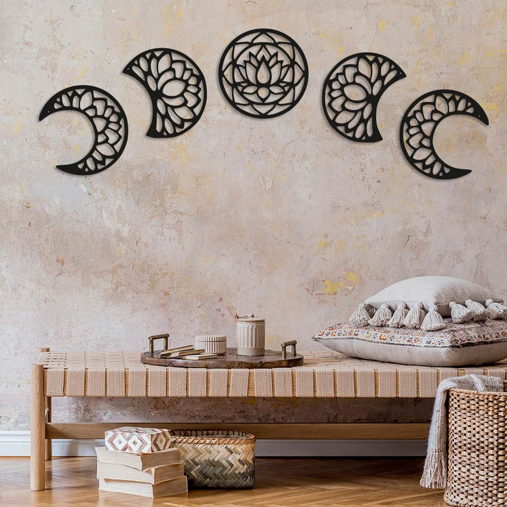 Fase lunar "loto" en madera para decoración de pared