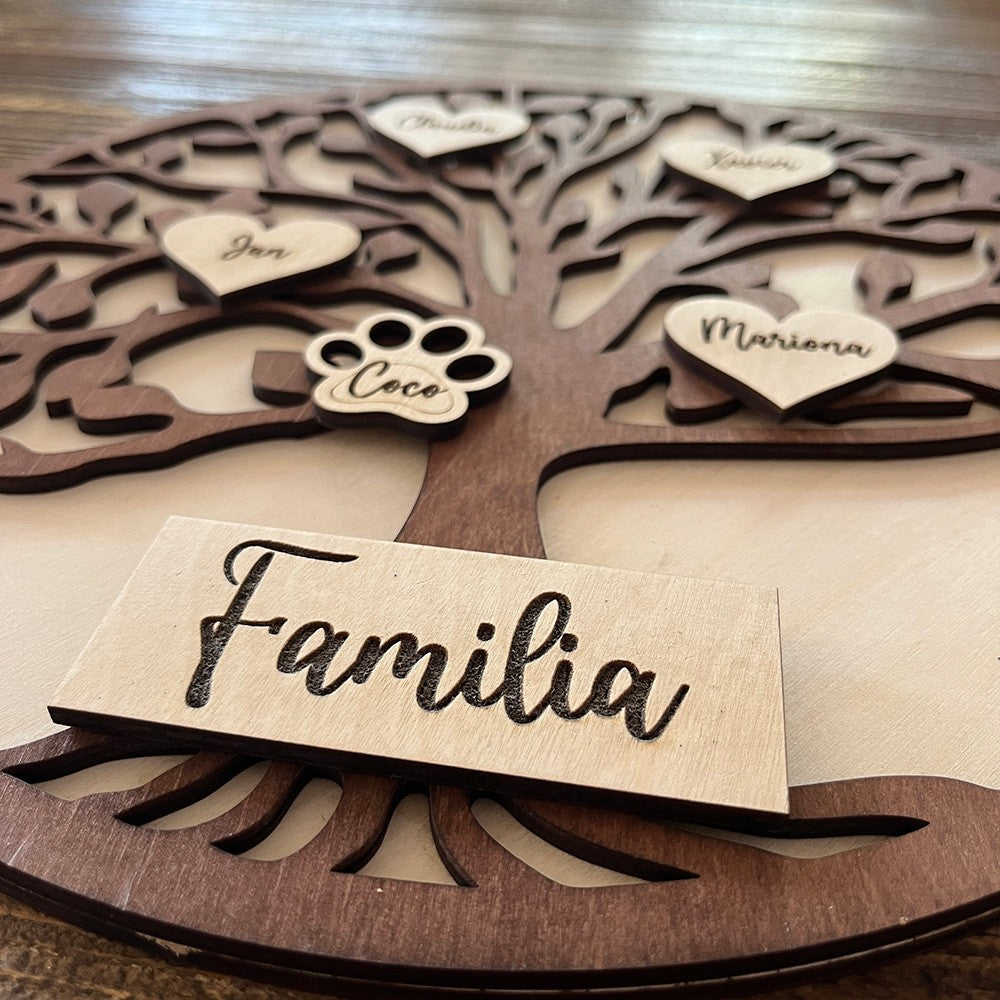 Árbol genealogico personalizado de madera
