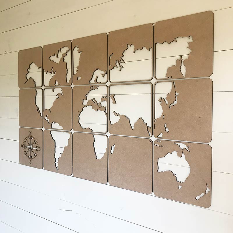 Mapamundi cuadros de madera para pared